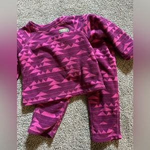 L.L. Bean Baby Girl Matching Set 6-12 Months Fleece Pant Top  Pink Purple